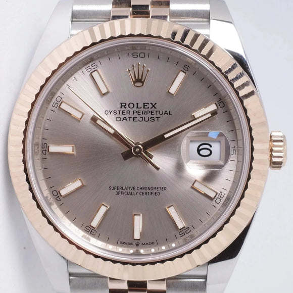 ROLEX  DATEJUST 41 TWO TONE ROSE GOLD SUNDUST DIAL JUBILEE BRACELET 126331 BOX & PAPERS $15,000