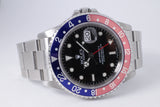 ROLEX PEPSI GMT MASTER II STAINLESS STEEL 16710 BOX,  PAPERS, RECENT FACTORY SERVICE