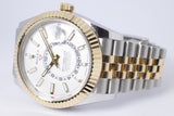 ROLEX 2026 TWO TONE SKY-DWELLER WHITE DIAL JUBILEE BRACELET 336933 BOX & PAPERS $22,500