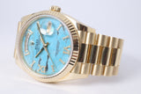 ROLEX 2023 YELLOW GOLD DAY-DATE PRESIDENT TURQUOISE DIAL 128238 BOX & PAPERS $95,000