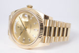 ROLEX 2019 YELLOW GOLD DAY-DATE 40 228238 CHAMPAGNE BAGUETTE DIAMOND DIAL