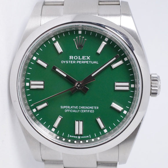ROLEX 2021 36mm OYSTER PERPETUAL 126000 GREEN DIAL BOX & PAPERS $7,500
