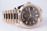 ROLEX 2023 EVEROSE DAY-DATE 40 CHOCOLATE BAGUETTE DIAMOND DIAL 228235 BOX & PAPERS $49,500