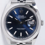 ROLEX DATEJUST 41 FLAT BEZEL BLUE DIAL JUBILEE BRACELET 126300 MINT BOX & PAPERS $11,975
