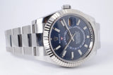 ROLEX 2022 SKY-DWELLER STAINLESS STEEL BLUE DIAL OYSTER BRACELET 326934 BOX & PAPER $20,500