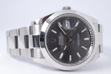 ROLEX 2024 DATEJUST 41 SMOOTH BEZEL OYSTER BRACELET RHODIUM GREY 126300 BOX & PAPERS $8,250