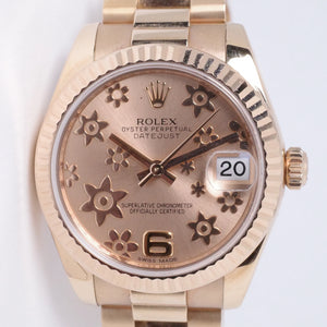 ROLEX EVEROSE DATEJUST 31 PRESIDENT PINK FLORAL MOTIF DIAL 178275 WATCH ONLY $22,500