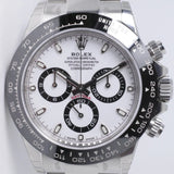 ROLEX NEW / NOS 2019 DAYTONA STAINLESS CERAMIC BEZEL WHITE DIAL FULL STICKERS 116500 BOX & PAPERS