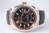 ROLEX 2024 EVEROSE GOLD SKY DWELLER OYSTER FLEX CHOCOLATE DIAL 336235 BOX & PAPERS $39,500