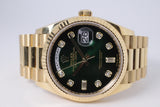 ROLEX  YELLOW GOLD DAY-DATE PRESIDENT 36 GREEN OMBRE DIAMOND DIAL MINT 128238 BOX & PAPERS $46,500