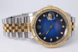 ROLEX DATEJUST THUNDERBIRD / TURN-O-GRAPH BLUE VIGNETTE DIAMOND DIAL, UNPOLISHED, BOX & PAPERS