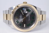 ROLEX NEW 2025 DATEJUST 41 TWO TONE SMOOTH BEZEL WIMBLEDON DIAL 126303 BOX & PAPERS $13,975