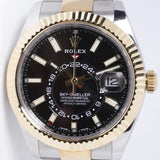 ROLEX 2021 TWO TONE SKY-DWELLER BLACK DIAL OYSTER BRACELET 326933 BOX & PAPERS $17,500
