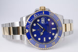 ROLEX 2010 SUBMARINER TWO TONE BLUE CERAMIC 116613 BOX & PAPERS