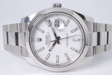 ROLEX 2020 DATEJUST 41 STAINLESS STEEL SMOOTH BEZEL WHITE DIAL 126300 OYSTER BRACELET BOX & PAPERS