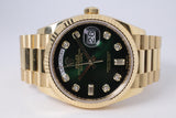 ROLEX  YELLOW GOLD DAY-DATE PRESIDENT 36 GREEN OMBRE DIAMOND DIAL MINT 128238 BOX & PAPERS $46,500
