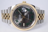 ROLEX 2021 DATEJUST 41 TWO TONE YELLOW GOLD & STEEL SLATE ROMAN WIMBLEDON DIAL JUBILEE 126333 BOX PAPERS $15,500