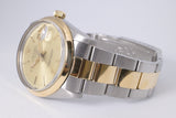 ROLEX 1987 VINTAGE OYSTER PERPETUAL DATE 34mm TWO TONE BOX & PAPERS 15003 $4,000