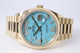 ROLEX 2023 YELLOW GOLD DAY-DATE PRESIDENT TURQUOISE DIAL 128238 BOX & PAPERS $95,000