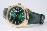 ROLEX YELLOW GOLD DAY-DATE 36 GREEN DIAL 118138 WATCH ONLY $21,500