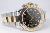 ROLEX 2005 TWO TONE DAYTONA COSMOGRAPH BLACK DIAMOND DIAL 116523 WATCH ONLY