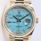 ROLEX 2023 YELLOW GOLD DAY-DATE PRESIDENT TURQUOISE DIAL 128238 BOX & PAPERS $95,000