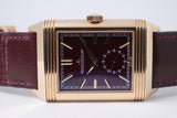 JAEGER LECOULTRE 2021 REVERSO TRIBUTE DUOFACE FAGLIANO BURGUNDY & SILVER DIAL Q398256J BOX & PAPERS