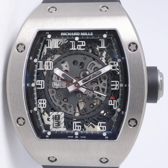 RICHARD MILLE RM010 TITANIUM MINT COMPLETE SET, SERVICE PAPERS, BOX & PAPERS $112,500