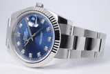 ROLEX 2025 DATEJUST 41 BLUE DIAMOND DIAL FLUTED BEZEL OYSTER BRACELET 126334 BOX & PAPERS $14.500