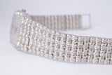 AUDEMARS PIGUET LADIES WHITE GOLD BAMBOO QUARTZ  FULL DIAMOND BRACELET, DIAMOND & EMERALD DIAL