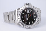 ROLEX EXPLORER II BLACK DIAL NO HOLE CASE MINT 16570 BOX & PAPERS $8,500