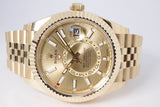 ROLEX NEW 2024 YELLOW GOLD SKY-DWELLER CHAMPAGNE DIAL JUBILEE BRACELET 336938 BOX & PAPERS