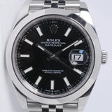 ROLEX 2023 DATEJUST 41 STAINLESS STEEL SMOOTH BEZEL BLACK DIAL 126300 JUBILEE BRACELET BOX & PAPERS $10,100