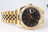 ROLEX YELLOW GOLD DATEJUST 36 JUBILEE ROMAN DIAL JUBILEE BRACELET 116238 BOX & PAPERS