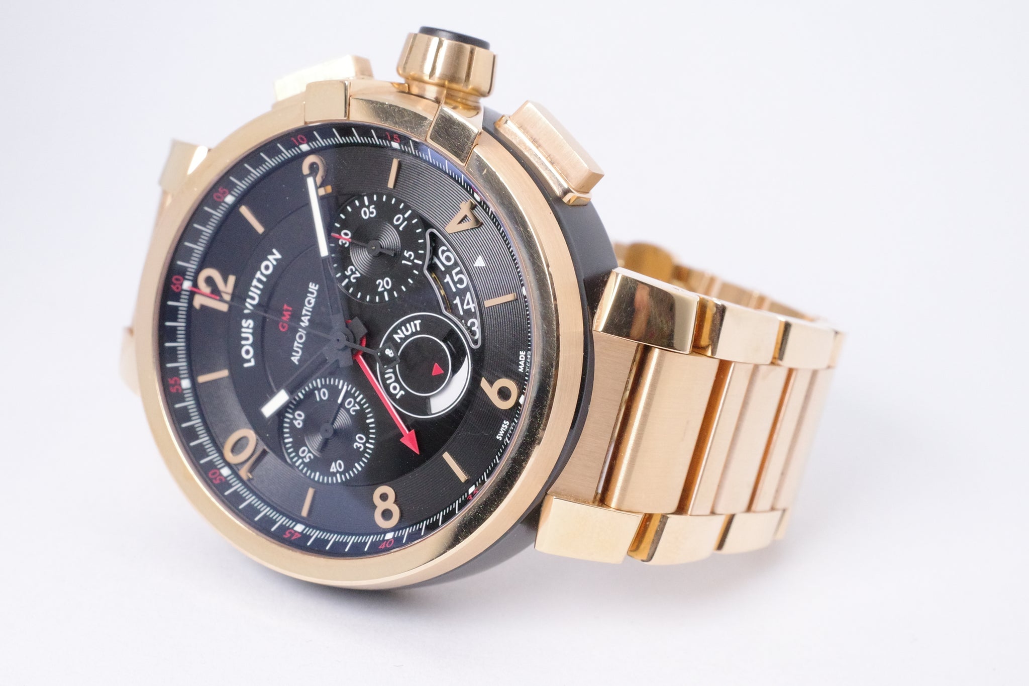 LOUIS VUITTON ROSE GOLD TAMBOUR EVOLUTION CHRONOGRAPH GMT  display picture 1
