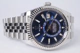 ROLEX 2022 SKY-DWELLER STAINLESS STEEL BLUE DIAL JUBILEE BRACELET 326934 BOX & PAPER