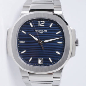 PATEK PHILIPPE NEW LADIES STAINLESS STEEL NAUTILUS BLUE DIAL 7118 BOX & PAPERS