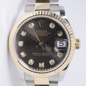 ROLEX TWO TONE DATEJUST 31 DARK GREY DIAMOND DIAL, OYSTER BRACELET 278273 BOX & PAPERS $13,800