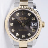 ROLEX TWO TONE DATEJUST 31 DARK GREY DIAMOND DIAL, OYSTER BRACELET 278273 BOX & PAPERS $13,800