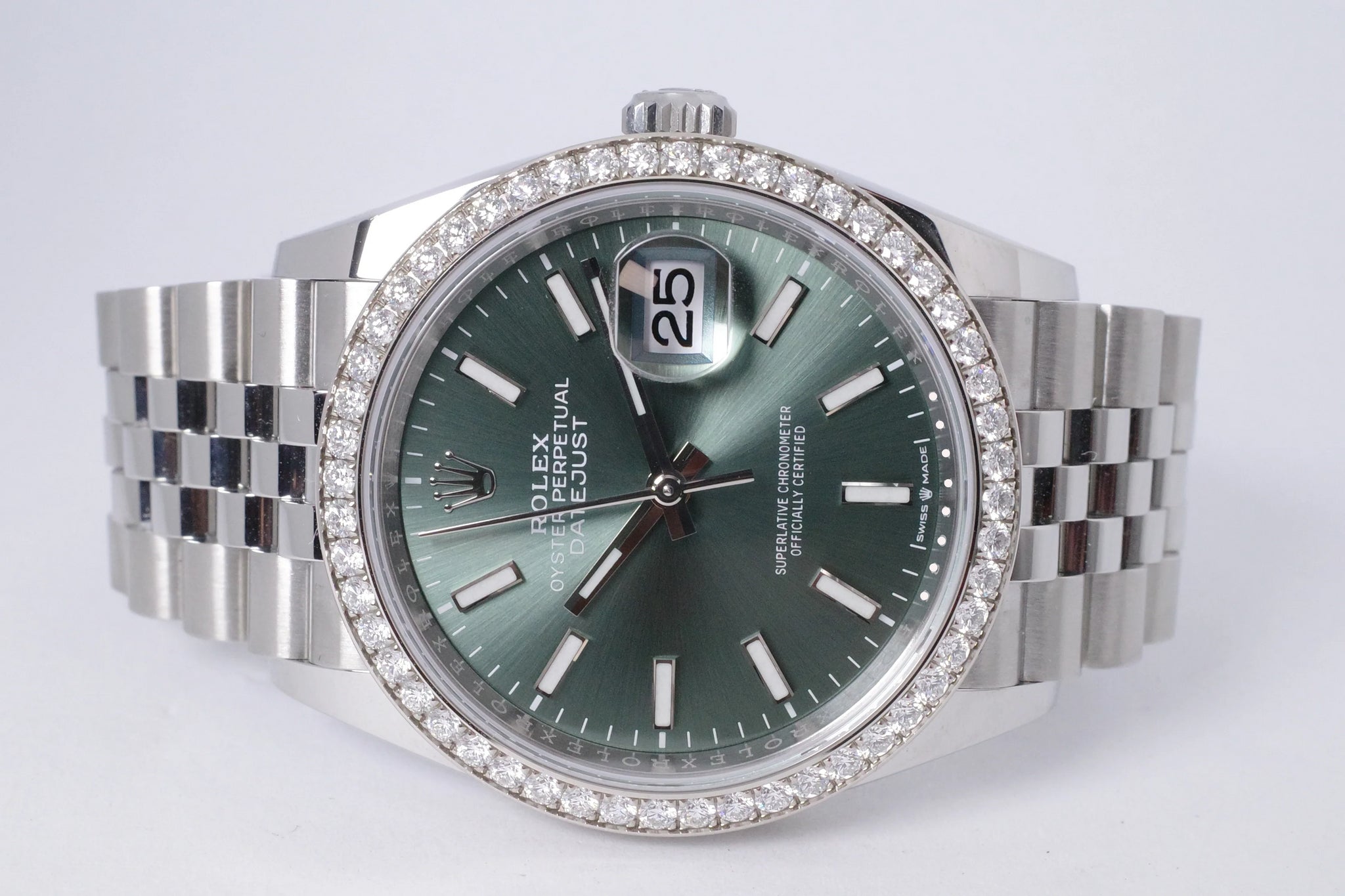 マー坊 ROLEX DATEJUST 36 MINT GREEN FACTORY DIAMOND BEZEL 126284RBR