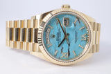 ROLEX 2023 YELLOW GOLD DAY-DATE PRESIDENT TURQUOISE DIAL 128238 BOX & PAPERS $95,000