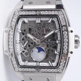 HUBLOT SPIRIT OF BIG BANG MOON PHASE TITANIUM WHITE DIAMOND BOX & PAPERS $10,975