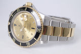 ROLEX SUBMARINER TWO TONE CHAMAPGNE SERTI DIAMOND & SAPPHIRE DIAL 16613 BOX & PAPERS