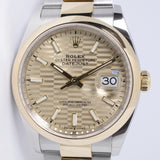 ROLEX 2025 DATEJUST 36 TWO TONE FLUTED MOTIF, DOMED BEZEL, OYSTER BRACELET 126203 BOX & PAPERS $14,650