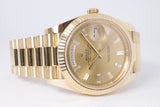ROLEX 2019 YELLOW GOLD DAY-DATE 40 228238 CHAMPAGNE BAGUETTE DIAMOND DIAL