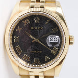 ROLEX YELLOW GOLD DATEJUST 36 JUBILEE ROMAN DIAL JUBILEE BRACELET 116238 BOX & PAPERS