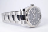 ROLEX DATEJUST 36 STAINLESS STEEL WHITE GOLD FLUTED BEZEL BLACK DIAMOND DIAL OYSTER  BRACELET 116234 BOX & PAPERS $8,000