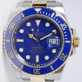 ROLEX 2010 SUBMARINER TWO TONE BLUE CERAMIC 116613 BOX & PAPERS