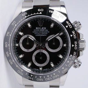 ROLEX DAYTONA STAINLESS STEEL & CERAMIC BEZEL BLACK DIAL, 116500 BOX & PAPERS