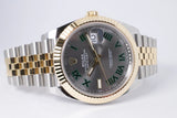 ROLEX NEW 2023 DATEJUST 41 TWO TONE YELLOW GOLD & STEEL SLATE ROMAN WIMBLEDON DIAL JUBILEE 126333 BOX PAPERS